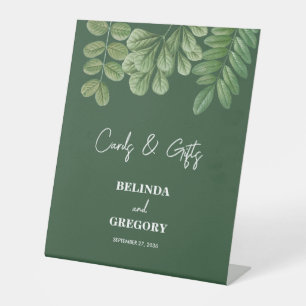 Greenery Emerald Green Wedding Cards Gifts Pedestal Sign