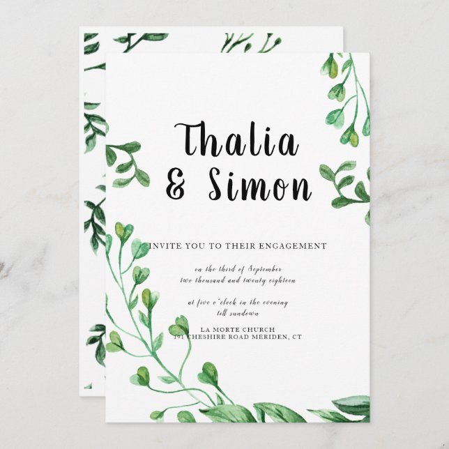 Greenery Engagement Party Invitation (Front/Back)