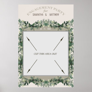 Greenery Engagement Party Portable Photo Booth Poster