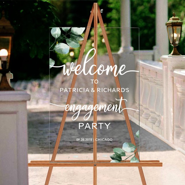Greenery Engagement Party Welcome  Acrylic Sign (Creator Uploaded)