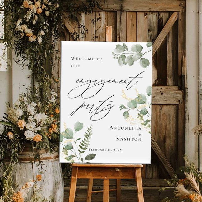 Greenery Engagement Party welcome Poster (Creator Uploaded)