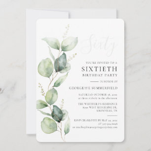 Greenery Eucalyptus 60th Birthday Party Invitation