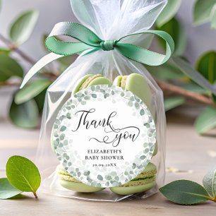 Greenery Eucalyptus Baby Shower Classic Round Sticker