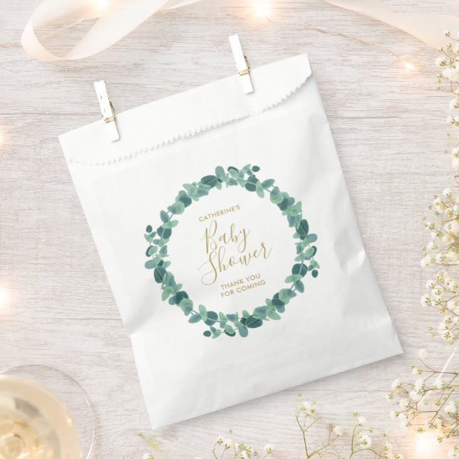 Greenery Eucalyptus Baby Shower Favour Bag (Clipped)