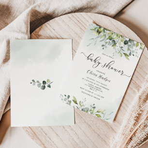 Greenery eucalyptus baby shower Invitation
