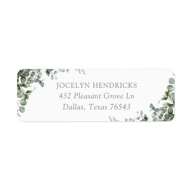 Greenery Eucalyptus Baby Shower Return Address Label (Front)