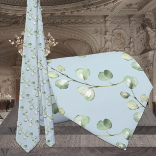Greenery Eucalyptus Blue Wedding Tie