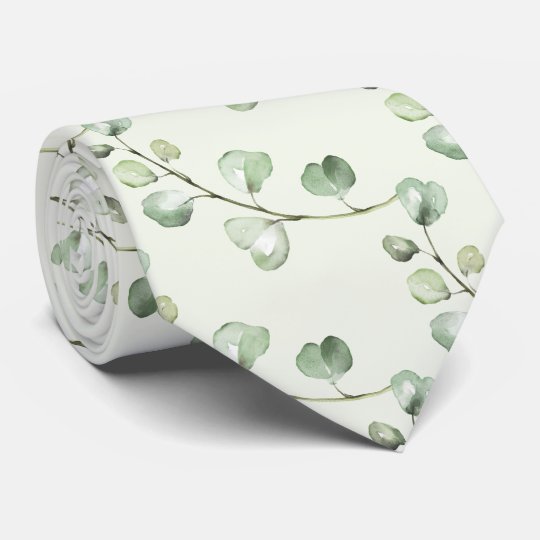 Greenery Eucalyptus Blush Sage Green White Wedding Tie
