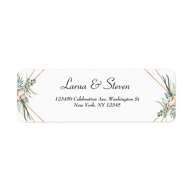 Greenery Eucalyptus Boho Glitter Return Address Label (Front)