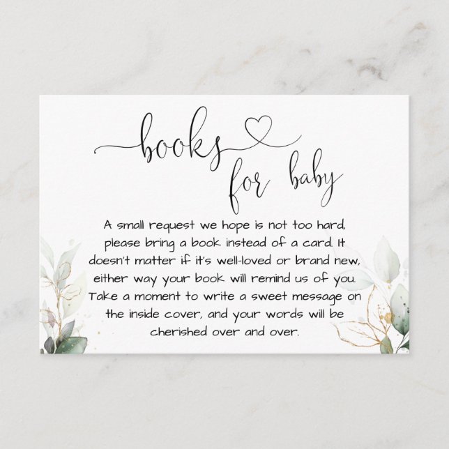 Greenery eucalyptus book request enclosure card (Front)