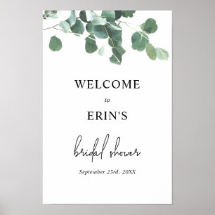 Greenery Eucalyptus Botanic Bridal Shower Welcome Poster
