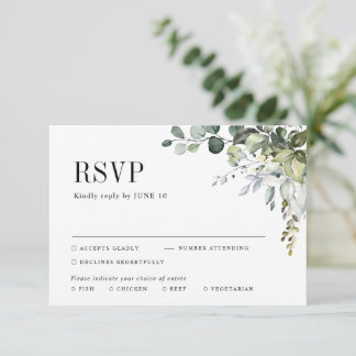 Greenery Eucalyptus Botanical Elegant Wedding RSVP Card