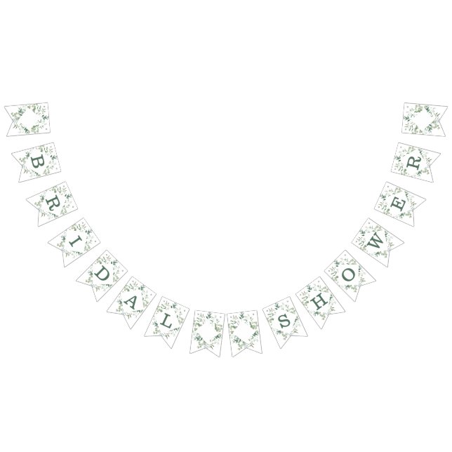 Greenery Eucalyptus Botanical Modern Bridal Shower Bunting (All)