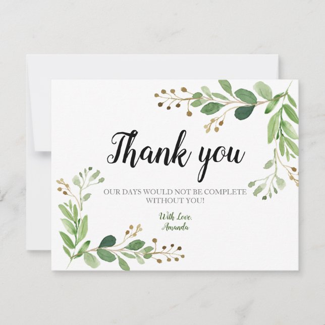 Greenery Eucalyptus Botanical Thank you card (Front)