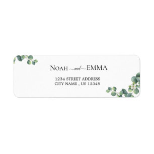 greenery Eucalyptus Branch wedding return address  Label
