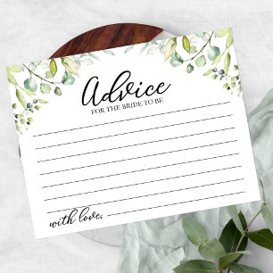 Greenery Eucalyptus Bridal Shower Advice Cards