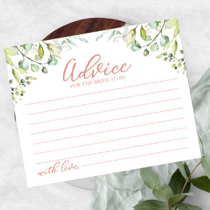 Greenery Eucalyptus Bridal Shower Advice Cards