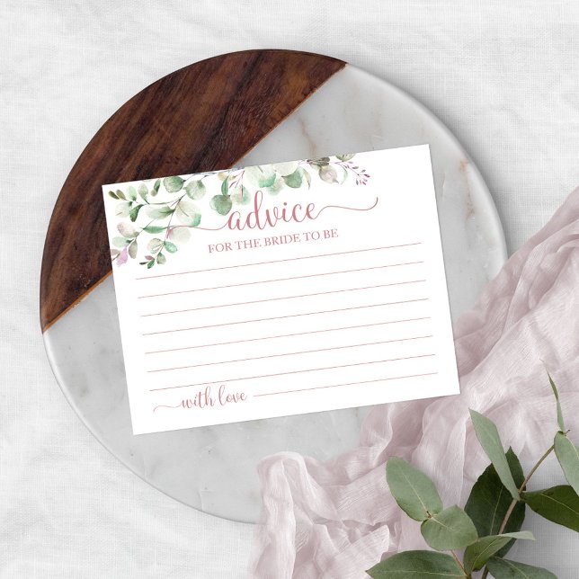 Greenery Eucalyptus Bridal Shower Advice Cards (Creator Uploaded)