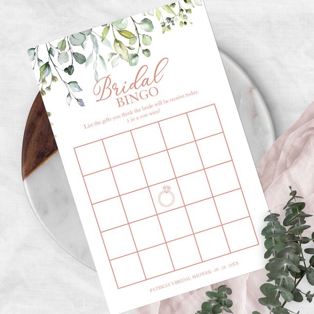 Greenery Eucalyptus Bridal Shower Bingo Flyer (Creator Uploaded)