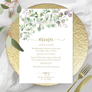 Greenery Eucalyptus Bridal Shower Menu Invitation