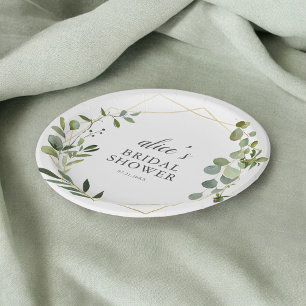 Greenery Eucalyptus Bridal Shower Paper Plate