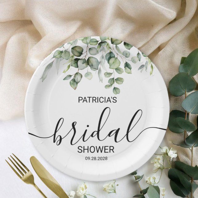 Greenery Eucalyptus Bridal Shower Paper Plate (Creator Uploaded)
