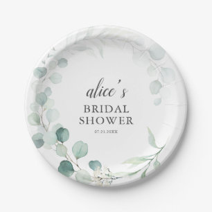 Greenery Eucalyptus Bridal Shower Paper Plate