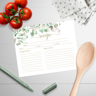 Greenery Eucalyptus Bridal Shower Recipe Cards