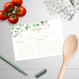 Greenery Eucalyptus Bridal Shower Recipe Cards