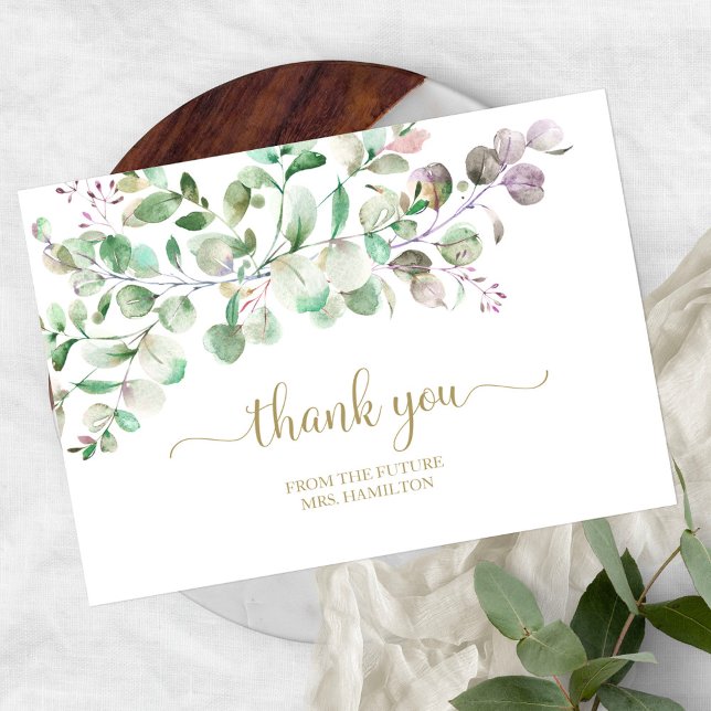 Greenery Eucalyptus Bridal Shower Thank You Card (Creator Uploaded)
