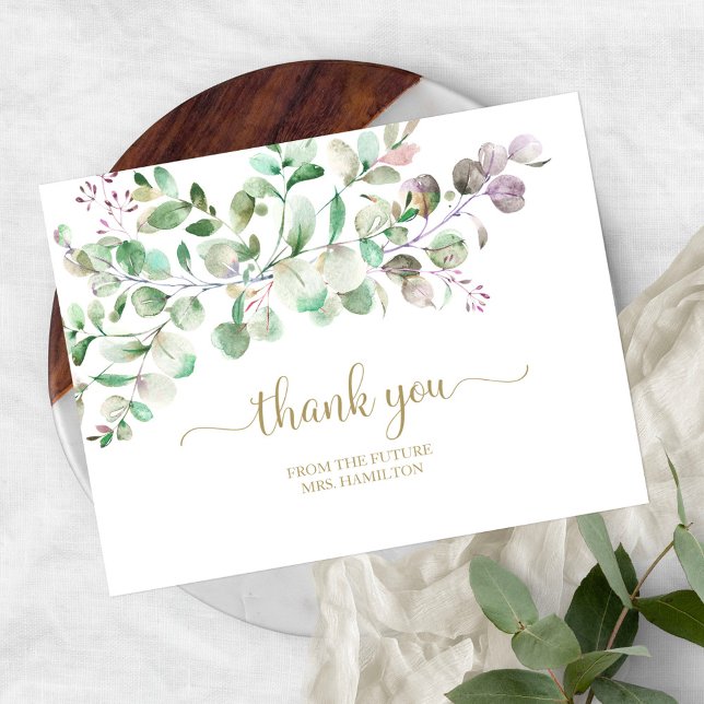 Greenery Eucalyptus Bridal Shower Thank You Postca Postcard (Creator Uploaded)