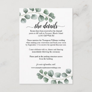 Greenery Eucalyptus Calligraphy Wedding Details Enclosure Card