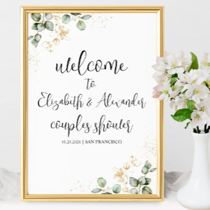 Greenery Eucalyptus Couples Shower Welcome Sign