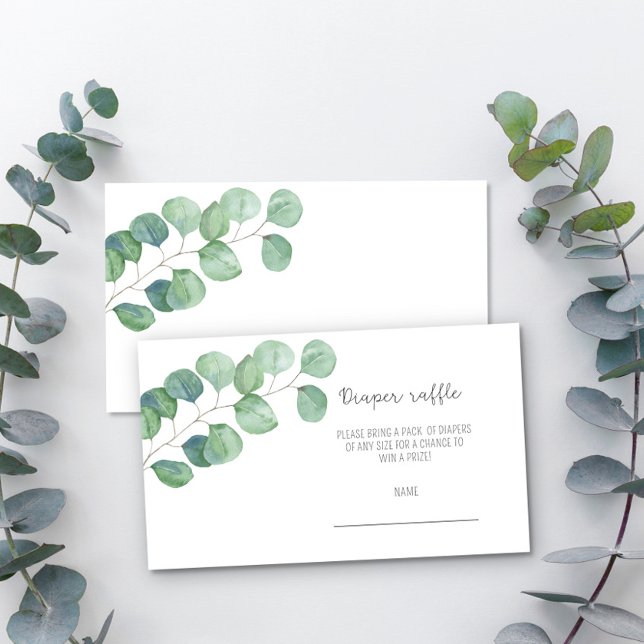 Greenery Eucalyptus - diaper raffle ticket Enclosure Card (Creator Uploaded)