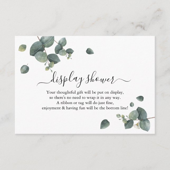 Greenery Eucalyptus Display Bridal Wedding Shower Enclosure Card (Front)