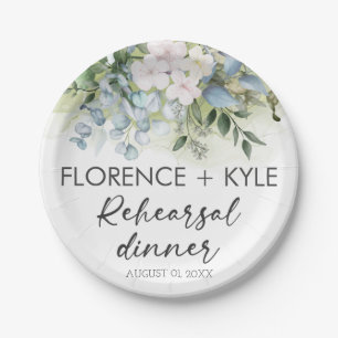 Greenery Eucalyptus Elegant Dusty Rehearsal Dinner Paper Plate