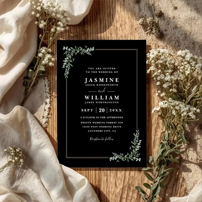 Greenery Eucalyptus Elegant Modern QR Code Wedding Invitation (Creator Uploaded)