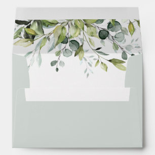 Greenery eucalyptus elegant wedding envelope