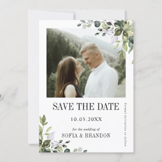 Greenery Eucalyptus Emerald Rustic Wedding Photo Save The Date