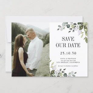 Greenery Eucalyptus Emerald Rustic Wedding Photo Save The Date