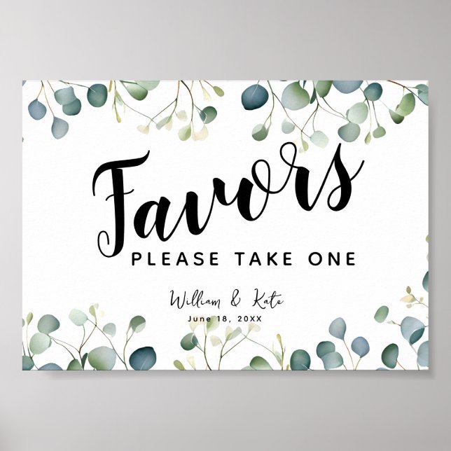 greenery eucalyptus Favors party event wedding Poster (Front)