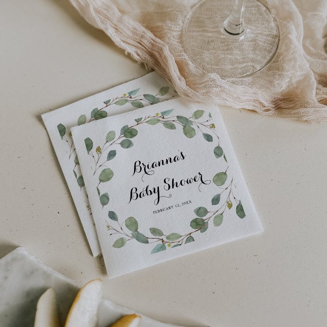 Greenery Eucalyptus Foliage Baby Shower Napkin (Creator Uploaded)
