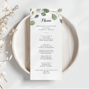 Greenery Eucalyptus Foliage Calligraphy Dinner Menu