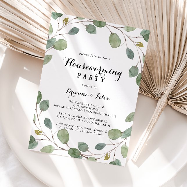 Greenery Eucalyptus Foliage Housewarming Party Invitation (Creator Uploaded)