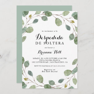 Greenery Eucalyptus Foliage Spanish Bridal Shower Invitation