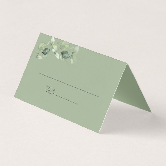 Greenery Eucalyptus Foliage Wedding Place Card (Front)