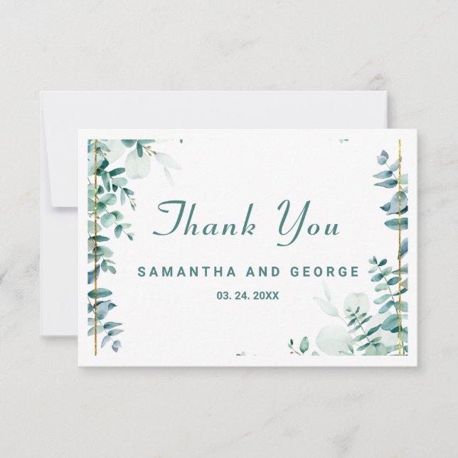 Greenery Eucalyptus Frameborder Thank You Card (Front)