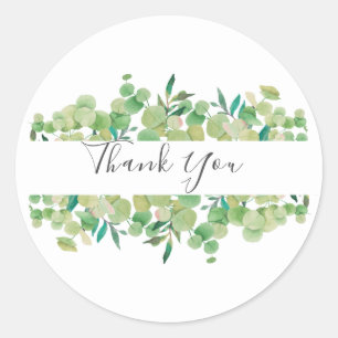 Greenery Eucalyptus Garland Thank You Favour Classic Round Sticker