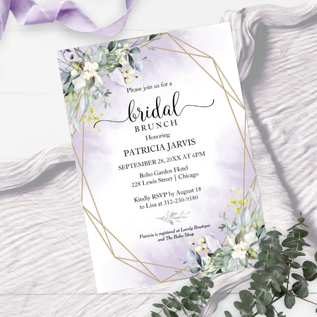 Greenery Eucalyptus Geometric Bridal Brunch Invita Invitation (Creator Uploaded)