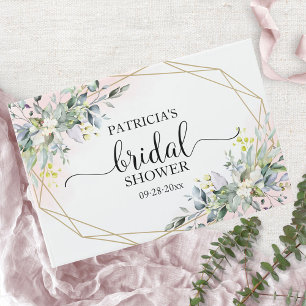 Greenery Eucalyptus Geometric Bridal Shower Guest  Guest Book